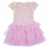 Детска официална рокля с пайети в розово 2