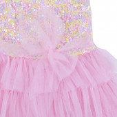 Детска официална рокля с пайети в розово 3