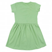 Детска трикотажна рокля с цветя в зелено 2