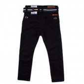 Ватиран панталон в черен цвят с колан за момчета (3 - 12 год.) 2