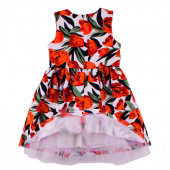 Детска рокля "Пролетни лалета" в червено (1 - 8 год.) 2