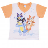 Лятна пижама с кученца в оранжево и синьо 2
