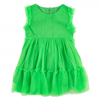 Лятна рокля от тюл и памук в зелено "Бояна" 1