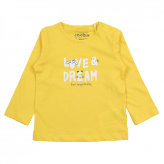 Бебешка памучна блуза "love & dream" в жълто 1