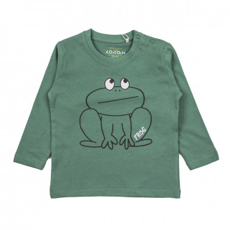 Бебешка памучна блуза "Frog" в зелено 1