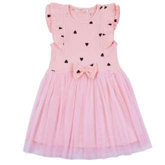 Детска лятна рокля "Hearts" в цвят праскова 1