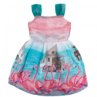 Детска лятна рокля "Розово фламинго" - ПОСЛЕДНА 104 см 1