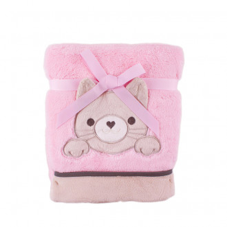 Бебешко одеяло в розов цвят "Коте" 92/76 см  1
