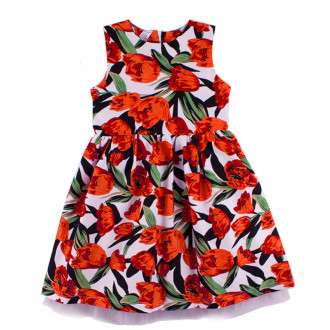 Детска рокля "Пролетни лалета" в червено (1 - 8 год.) 1