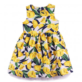 Детска рокля "Пролетни лалета" в жълто (1 - 8 год.) 1