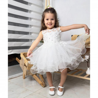 Детска официална рокля "Рени" в бяло 1