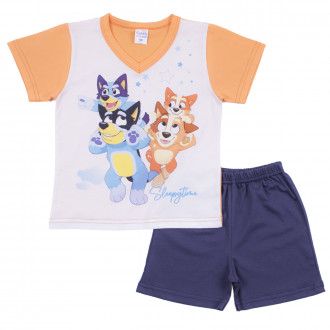 Лятна пижама с кученца в оранжево и синьо 1