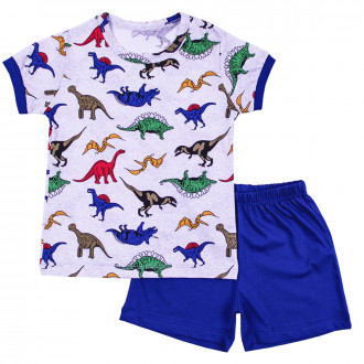 Лятна пижама "Dino world" в сиво и синьо 1