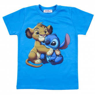 Детска тениска с анимационен герой в синьо 1