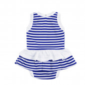 Бебешко боди-рокля в синьо-бяло райе 3