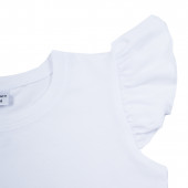 Едноцветна блузка с къдрички в бяло 2