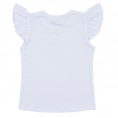 Едноцветна блузка с къдрички в бяло 3