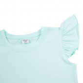 Едноцветна блузка с къдрички в млечна мента 2