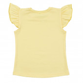 Едноцветна блузка с къдрички в жълто 2