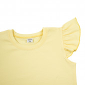 Едноцветна блузка с къдрички в жълто 3