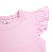Едноцветна блузка с къдрички в розово 2