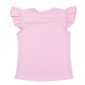 Едноцветна блузка с къдрички в розово 3