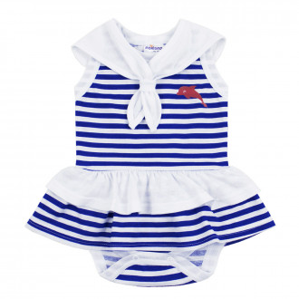Бебешко боди-рокля в синьо-бяло райе 1