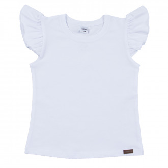 Едноцветна блузка с къдрички в бяло 1