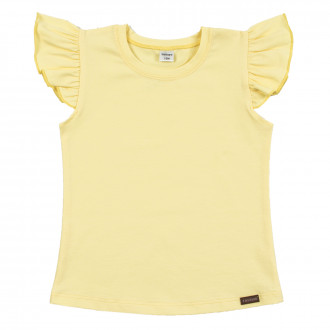 Едноцветна блузка с къдрички в жълто 1