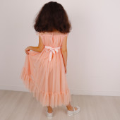 Дълга официална рокля ,,Нелия" в цвят праскова 5