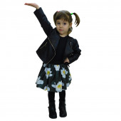 Детско късо яке от екокожа в черно за момичета (4 - 10 год.) 4
