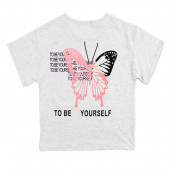 Детска тениска "Butterfly" в сив меланж 2