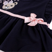 Бебешка лятна рокля с гащички в тъмносиньо и розово 2