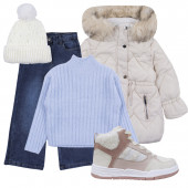 Детско зимно яке с пухчета в бежово 6