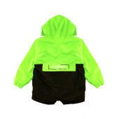 Тънко шушляково яке за момичета  в електрикаво зелено и черно 2