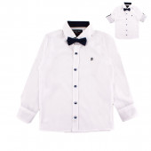 Детска риза с папийонка в бял цвят за момчета  4