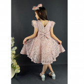 Официална рокля "Кармен" в опушено розов цвят 2