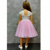 Официална рокля ''Анабел" в бяло и розово 5