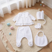 Бебешки комплект от 5 части с дантела и панделки 2