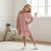 Детска памучна рокля ''Саня'' в опушено розово 2