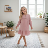 Детска памучна рокля ''Саня'' в опушено розово 3