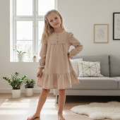 Детска памучна рокля ''Саня'' в бежово 2