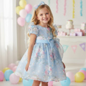 Официална рокля от органза с диадема  2