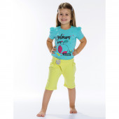 Детска тениска за момиченца в синьо "Ябълки" (2 - 6 год.) 2