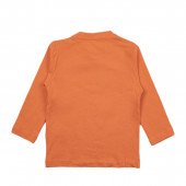 Бебешка памучна блуза за момчета в оранжево 2