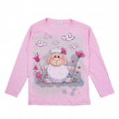 Детска памучна пижама за момичета в розово и циклама 2