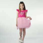 Детска рокля "Лятна приказка"  в циклама и розово 4