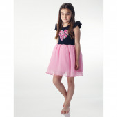 Детска рокля "Лятна приказка" в тъмносиньо и розово 2
