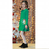 Коледна ватирана рокля "Christmas magic" в зелено 2