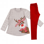 Ватиран коледен комплект "Еленче" в сив меланж 2